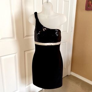 Ruby Rox Women’s Single Strap Sequin Body Con Dress Black White Party Prom Sz 5